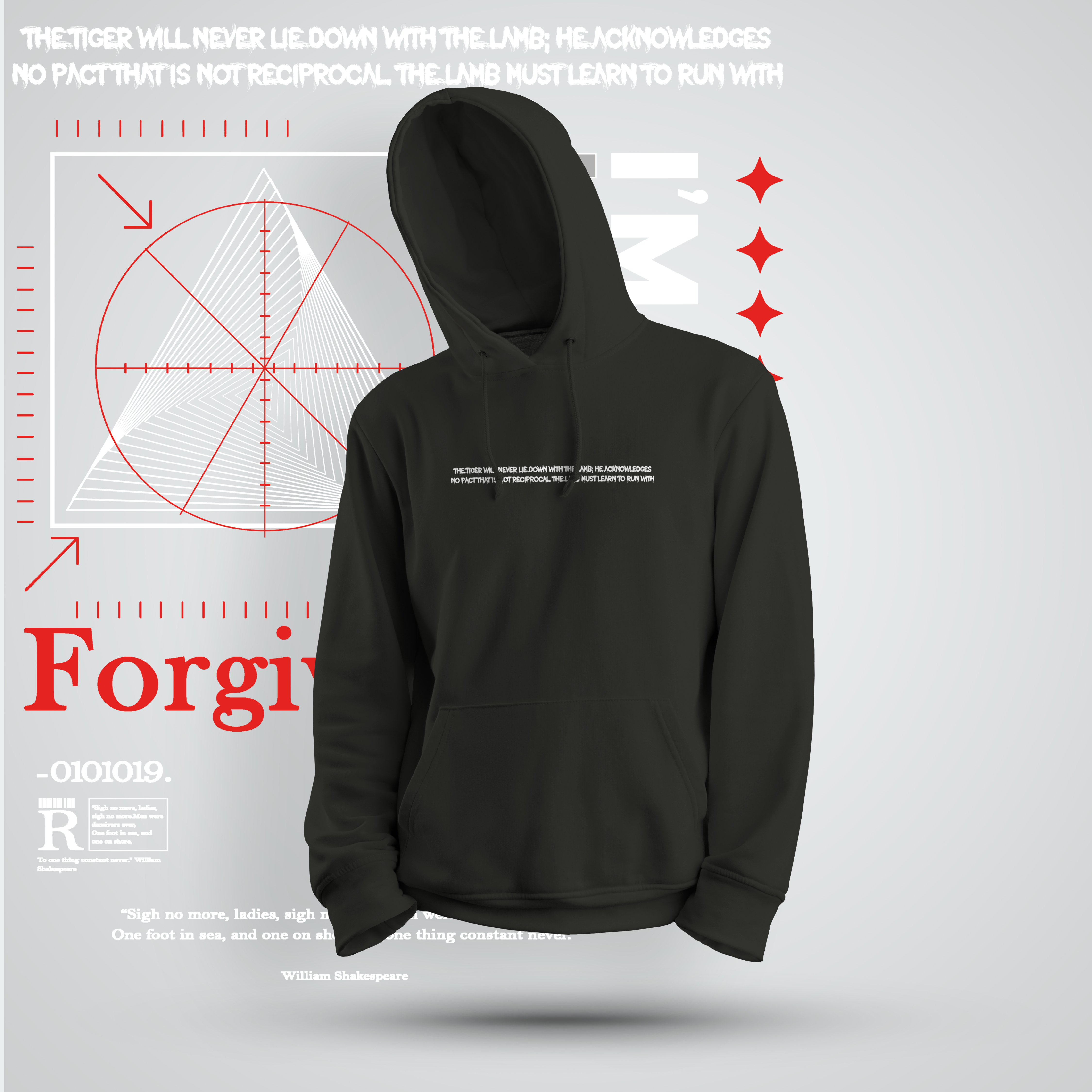 Forgiveness Baskılı Sweatshirt Kapüşonlu Siyah Wollook