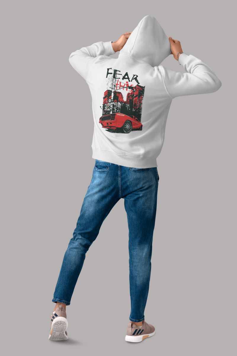 Fear This Baskılı Sweatshirt Kapüşonlu Beyaz Wollook