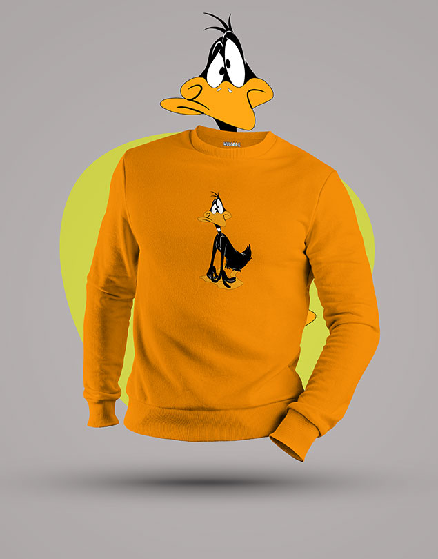Daffy Sweatshirt Baskılı Kapüşonsuz Hardal Wollook