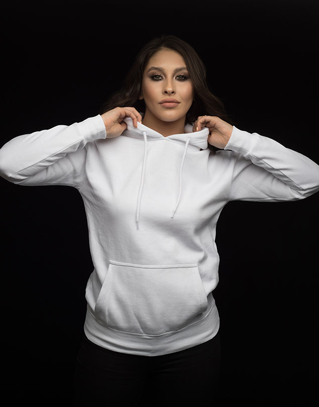 Sweatshirt Kapüşonlu Baskısız Beyaz Wollook